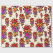 Schattigee retro  rode boog feestdagen beige cadeaupapier (Vlak)