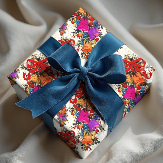 Schattigee retro  rode boog feestdagen beige cadeaupapier