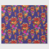 Schattigee retro  rode boog feestdagen blauw cadeaupapier (Vlak)