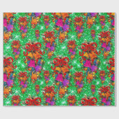 Schattigee retro  rode boog feestdagen groen cadeaupapier (Vlak)