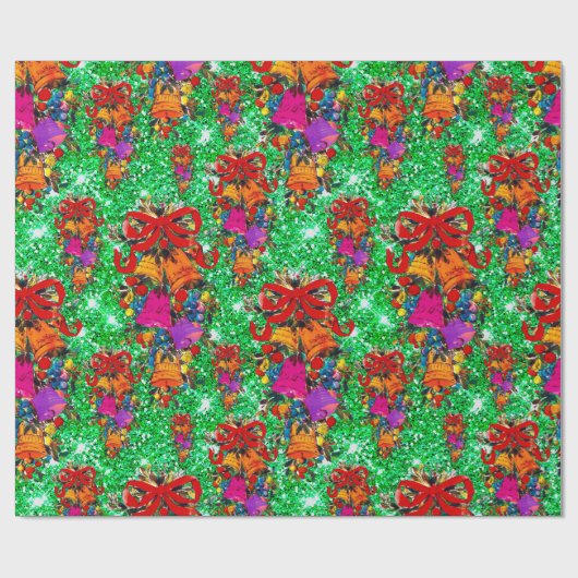 Schattigee retro  rode boog feestdagen groen cadeaupapier (Vlak)