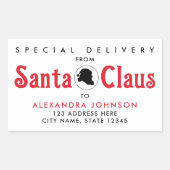 Schattigee Retro Rode Kerstman Desk Kerstbezorging Rechthoekige Sticker (Voorkant)