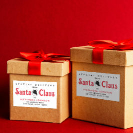 Schattigee Retro Rode Kerstman Desk Kerstbezorging Rechthoekige Sticker