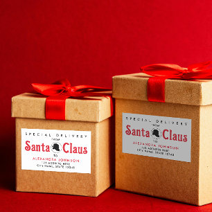 Schattigee Retro Rode Kerstman Desk Kerstbezorging Rechthoekige Sticker