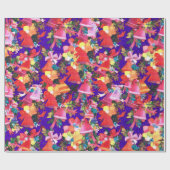 Schattigee  retro rode klokken Kerst paarse Cadeaupapier (Vlak)