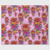 Schattigee retro  rode strik feestdagen roze cadeaupapier (Vlak)