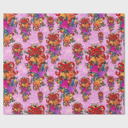 Schattigee retro  rode strik feestdagen roze cadeaupapier (Vlak)