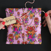 Schattigee retro  rode strik feestdagen roze cadeaupapier