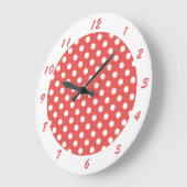 Schattigee retro rode witte polka dot grote klok (Hoek)