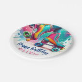 Schattigee Retro Roller Schaats Verjaardag Papieren Bordje (Gekanteld)