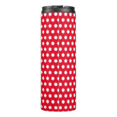 Schattigee Retro Rood en Wit Polka Dot initiaal le Thermosbeker (Achterkant)