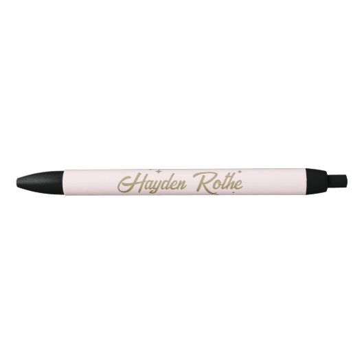 Schattigee retro roze en goud zwarte inkt pen (Voorkant)