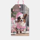 Schattigee Retro Roze Hond Vrolijk Kerstfeest Cadeaulabel (Achterkant)