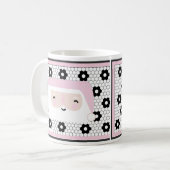Schattigee retro roze kerst koffiemok (Voorkant links)