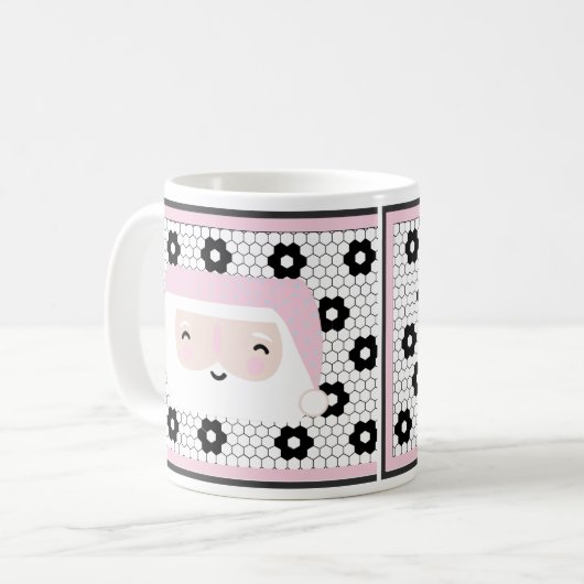Schattigee retro roze kerst koffiemok (Voorkant links)