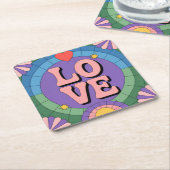 Schattigee retro roze Paarse Onderzetter set (Schuin)