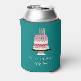 Schattigee retro roze pastel girly verjaardagstaar blikjeskoeler