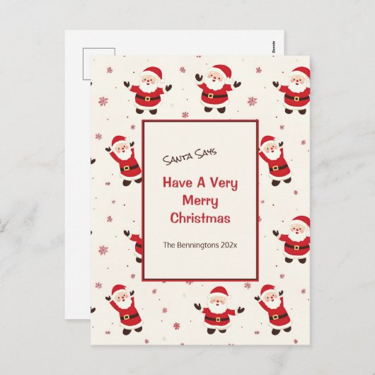 Schattigee Retro Santa Christmas Briefkaart (Voorkant / Achterkant)