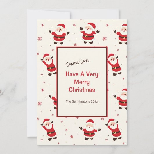 Schattigee Retro Santa Christmas Flat Holiday Kaar Feestdagenkaart (Voorkant)