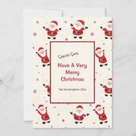 Schattigee Retro Santa Christmas Flat Holiday Kaar Feestdagenkaart