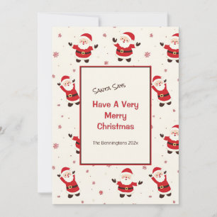 Schattigee Retro Santa Christmas Flat Holiday Kaar Feestdagenkaart