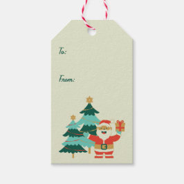 Schattigee Retro Santa Christmas opknoping Cadeaulabel