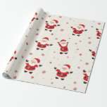 Schattigee Retro Santa Christmas Wrapping Papieren Cadeaupapier<br><div class="desc">Schattigee kleine kerststallen paraderen over dit kerstinpakpapier. Hallo Het zijn gelukkige jongens die allemaal gekleed zijn in hun traditionele rode kerstmanoutfits en met vloeiende witte donzige baarden, zwaaiend met een vrolijke neus naar ons in de vallende winter besneeuwde witte achtergrond. Deze zijn van leuke retro cartoon afbeeldingen. Ze zorgen voor...</div>
