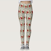 Schattigee Retro Santa en rendier kerst Leggings (Voorkant)