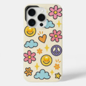 Schattigee Retro Smiley & Peace Case-Mate iPhone Case (Achterkant)