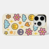 Schattigee Retro Smiley & Peace Case-Mate iPhone Case (Achterkant (horizontaal))