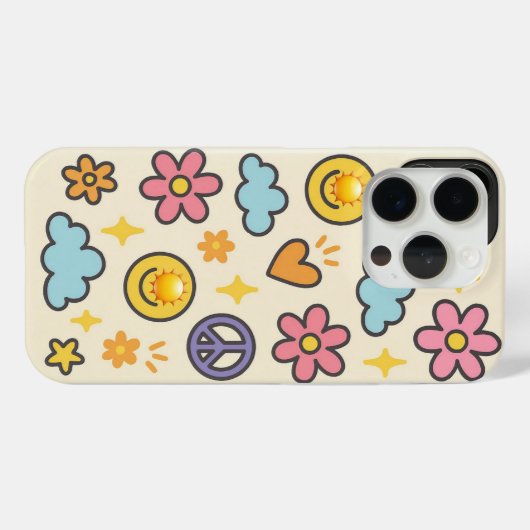 Schattigee Retro Smiley & Peace Case-Mate iPhone Case (Achterkant (horizontaal))