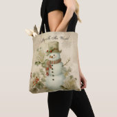 Schattigee Retro  Sneeuwman Tote Bag (Dichtbij)