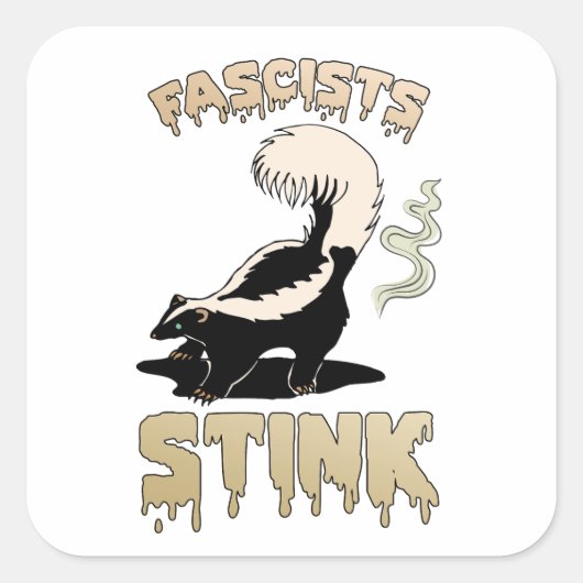 Schattigee retro stinkdier - fascisten stinken vierkante sticker (Voorkant)