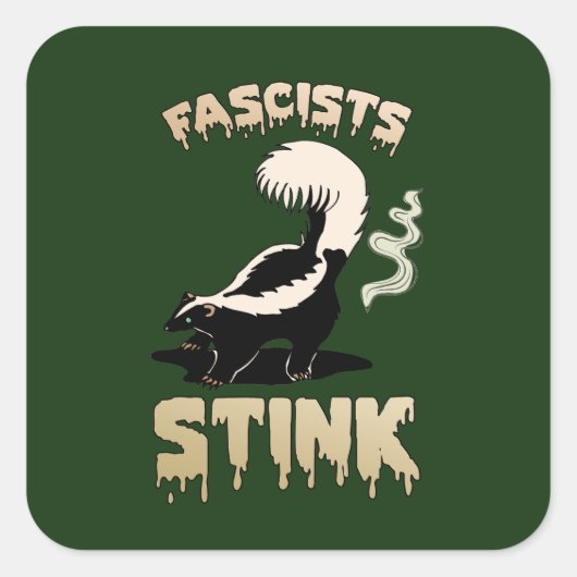 Schattigee retro stinkdier - fascisten stinken vierkante sticker (Voorkant)