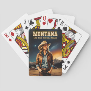 Schattigee Retro Style Night Sky Montana Cowgirl Pokerkaarten