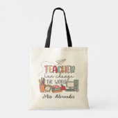 Schattigee Retro Teacher Day Custom Tote Bag (Achterkant)