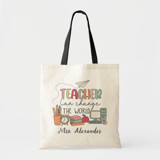 Schattigee Retro Teacher Day Custom Tote Bag (Voorkant)