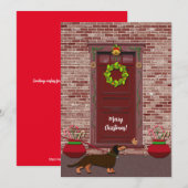 Schattigee Retro Teckel Hond Kerstflat Feestdagenkaart (Voorkant / Achterkant)