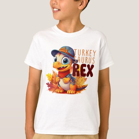 Schattigee Retro Thanksgiving "Turkije Taurus Rex" T-shirt (Voorkant)