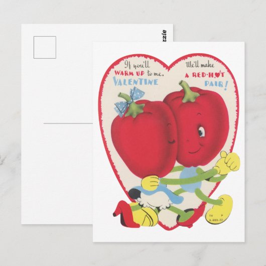 Schattigee retro tomaat Valentijn Briefkaart (Voorkant / Achterkant)