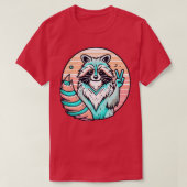 Schattigee Retro Trash Panda Peace Out T-shirt (Design voorkant)