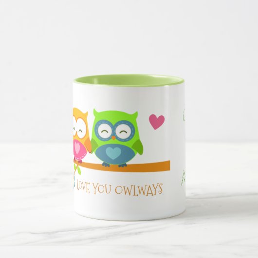 Schattigee Retro Uil Paar Valentijn Liefde U Uilwa Mok (Midden)