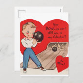 Schattigee retro Valentijn bowling Feestdagenkaart (Voorkant / Achterkant)