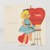 Schattigee retro  Valentijn cake Briefkaart (Voorkant / Achterkant)