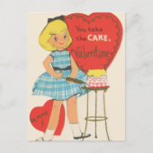 Schattigee retro  Valentijn cake Briefkaart (Voorkant)