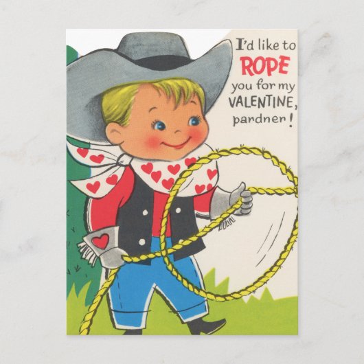 Schattigee retro  Valentijn cowboy Briefkaart (Voorkant)