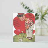 Schattigee retro  Valentijn golfer Briefkaart (Staand voorkant)