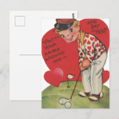 Schattigee retro  Valentijn golfer Briefkaart (Voorkant / Achterkant)