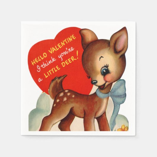 Schattigee retro Valentijn herten partij Servet (Voorkant)