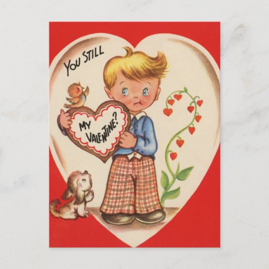 Schattigee retro  Valentijn jongen Briefkaart (Voorkant)